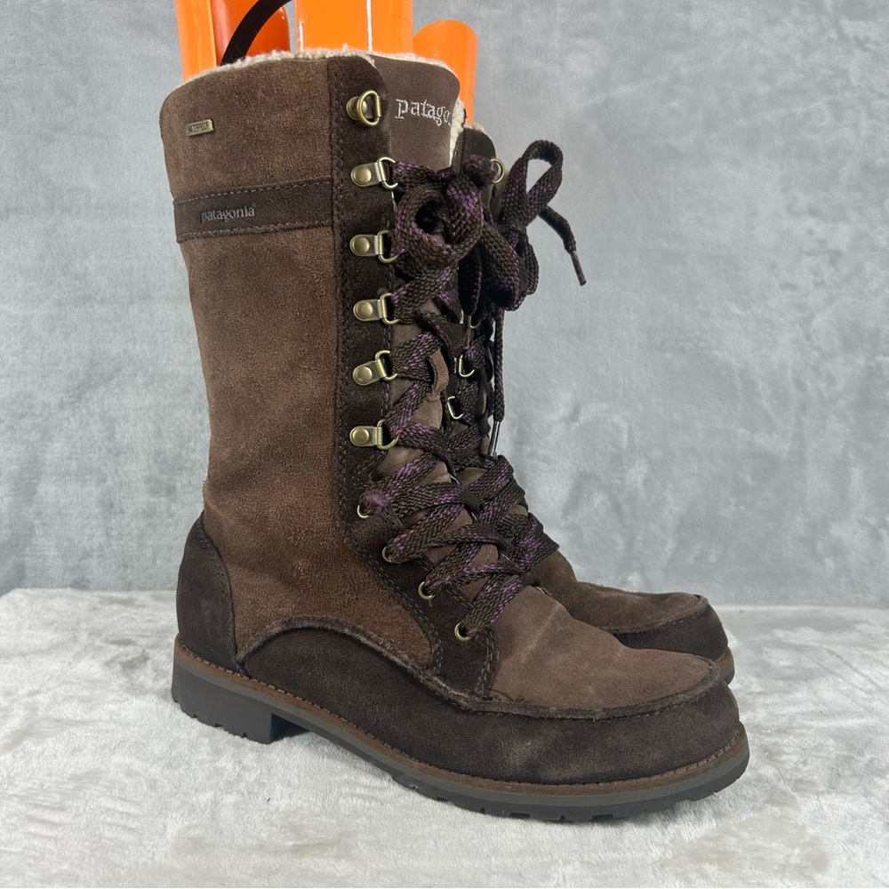 Patagonia Brown Suede Leather Lace Up Boots Women's Outdoor Style Size 8.5